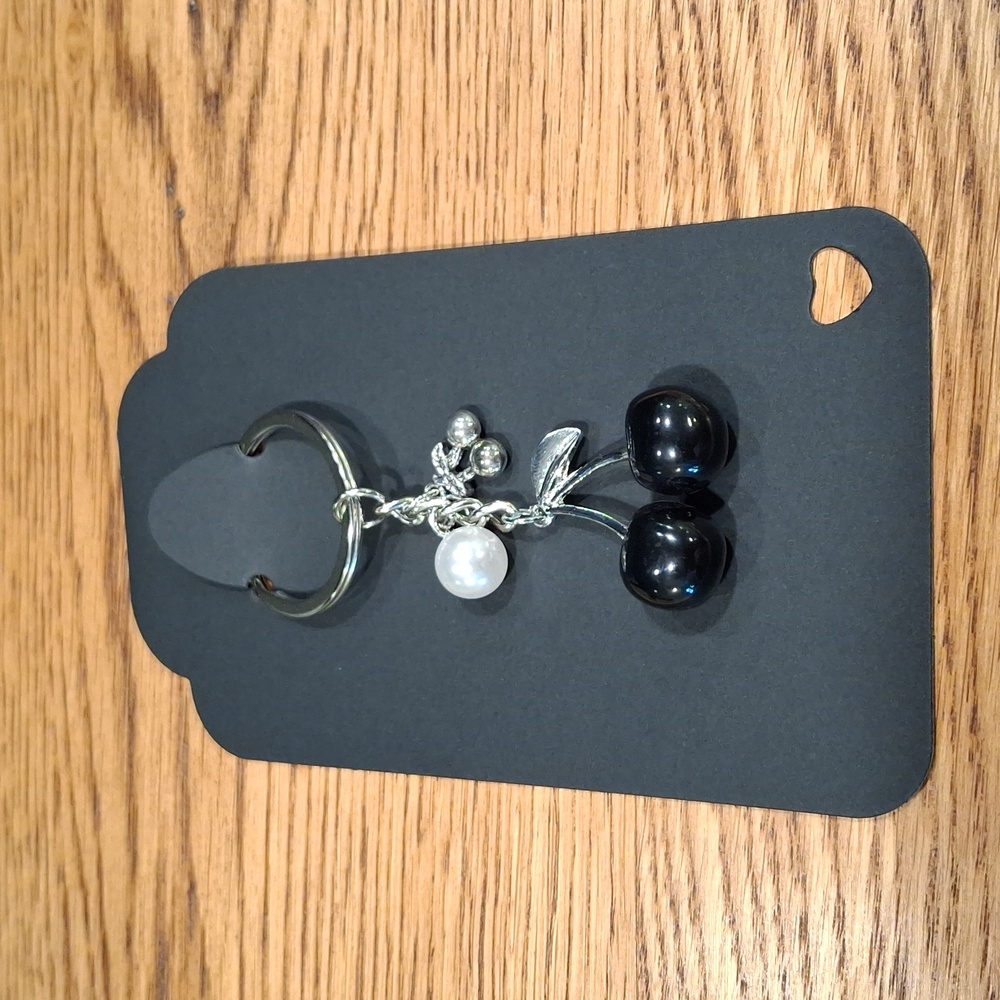 Silver & Black Cherry Handbag Charm/Keychain
